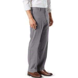 Mens Dockers Signature Go Khaki 36x30 Car Park‎ Grey Straight Fit Stretch New